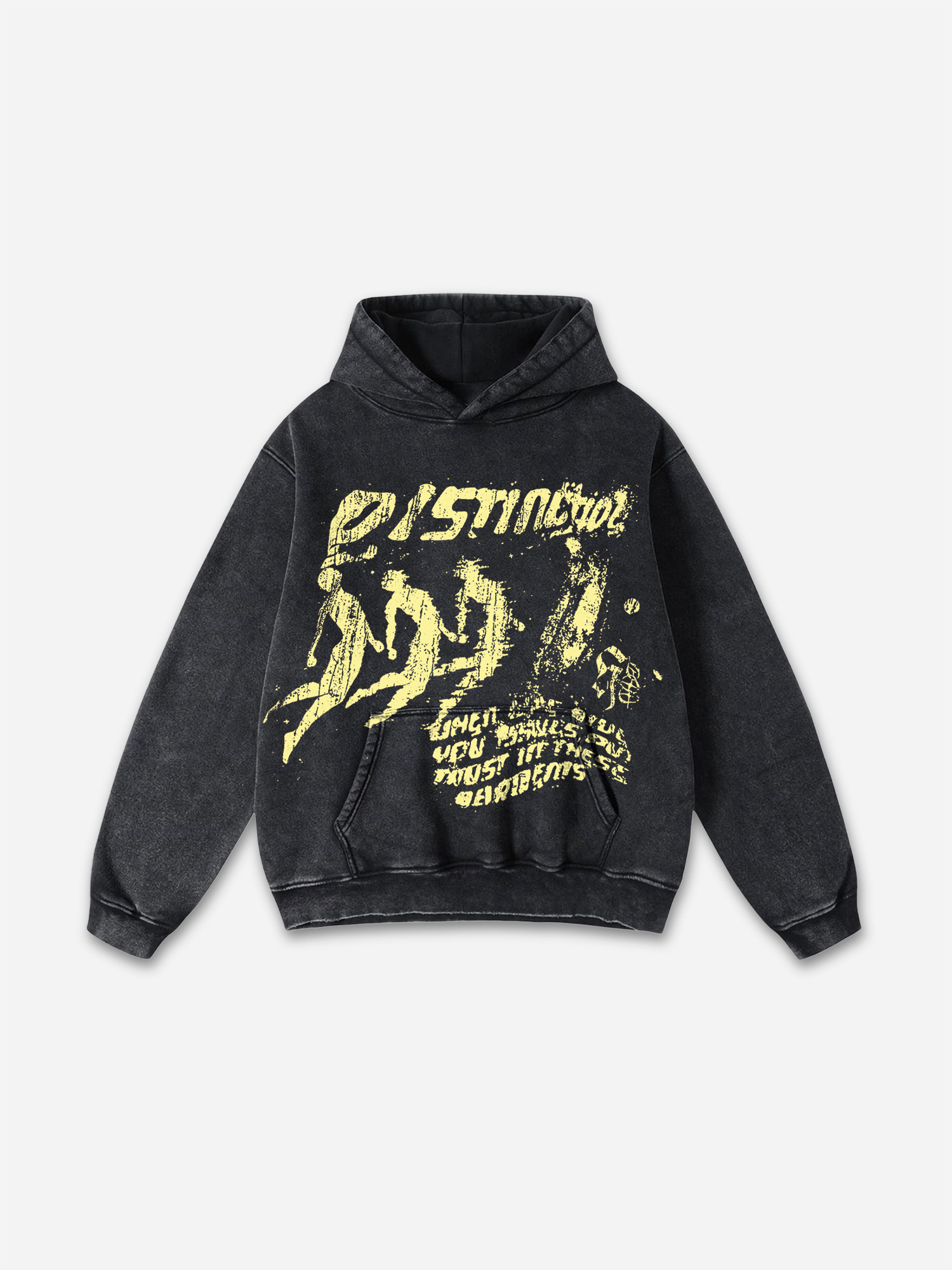 Sopula Vintage Letter Graphic Print Acid Wash Hoodie - SOPULA