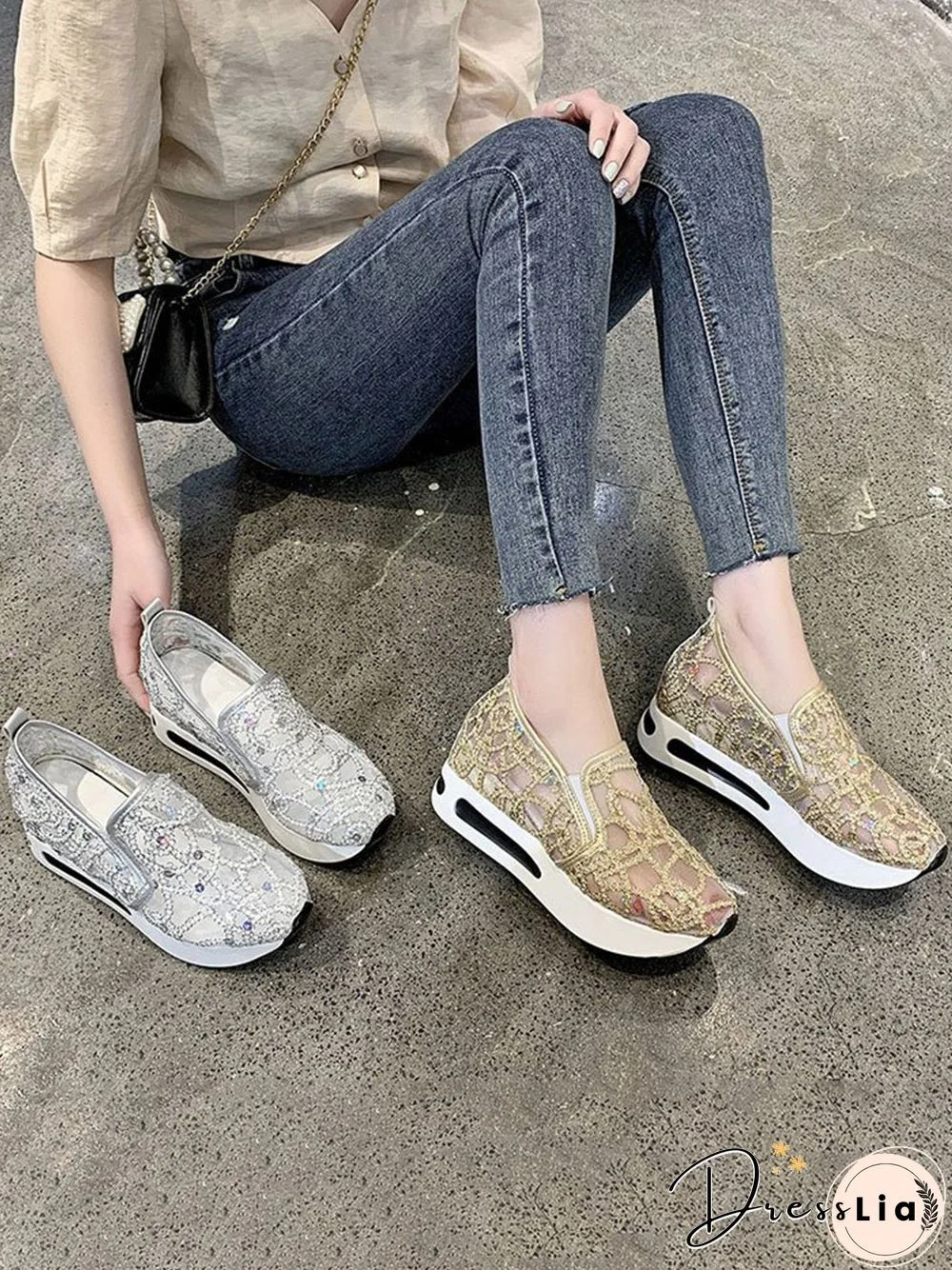 Lightweight Breathable Mesh Platform Sneakers