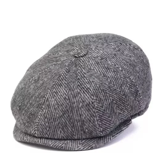 Herringbone Wool 8 Panels Newsboy Cap, Peaky Blinders Hat