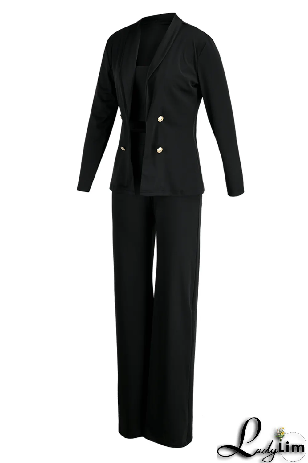 Yellow Casual Solid Patchwork Turndown Collar Long Sleeve Three Pieces