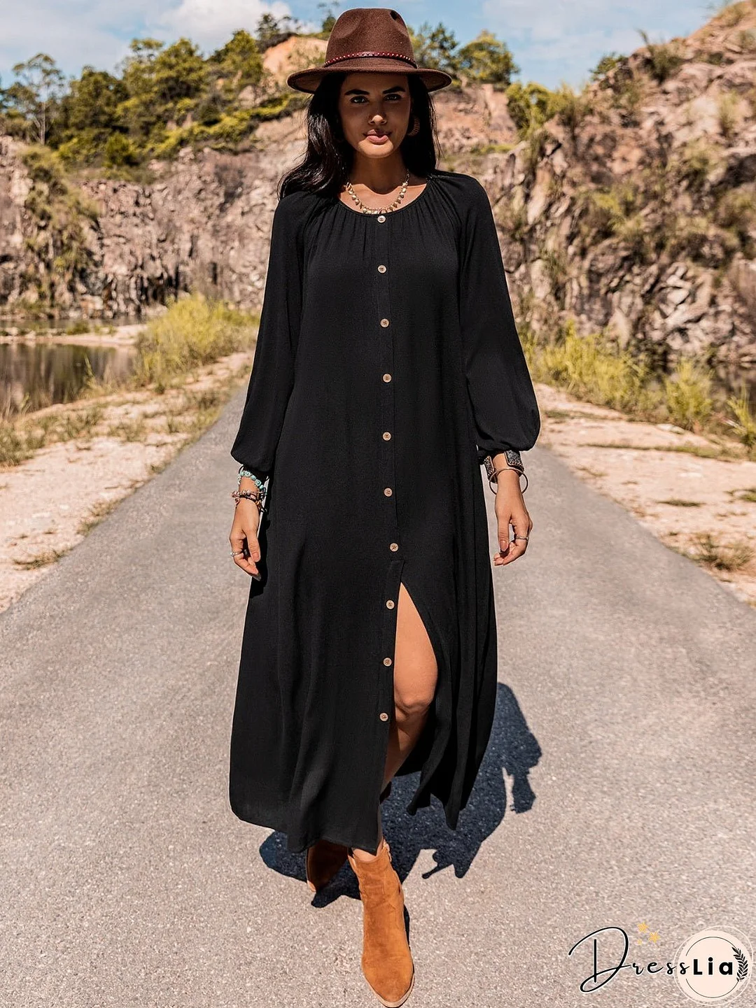 Long Sleeve Round Neck Dress