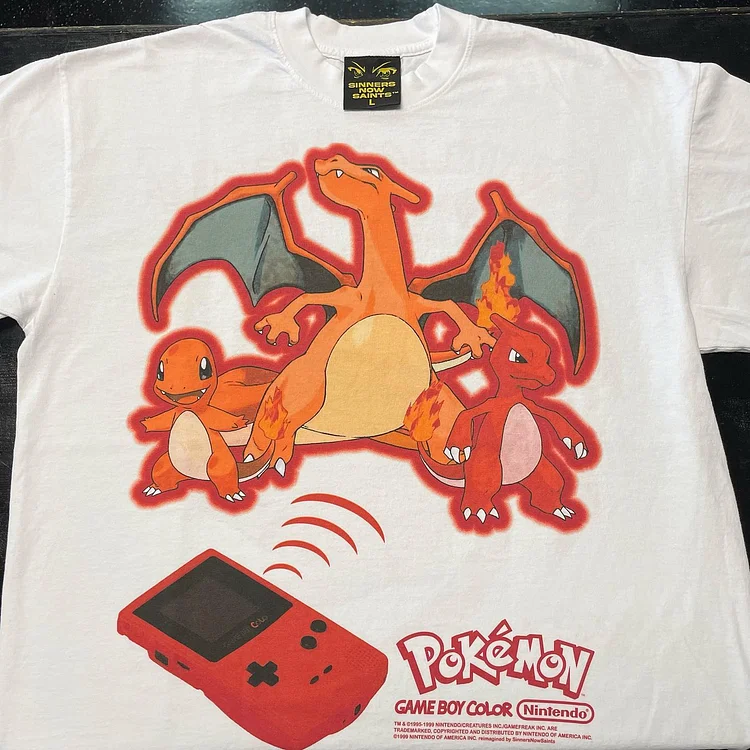 Pure Cotton Pokemon Charmander Double-sided Graphic T-shirt weebmemes