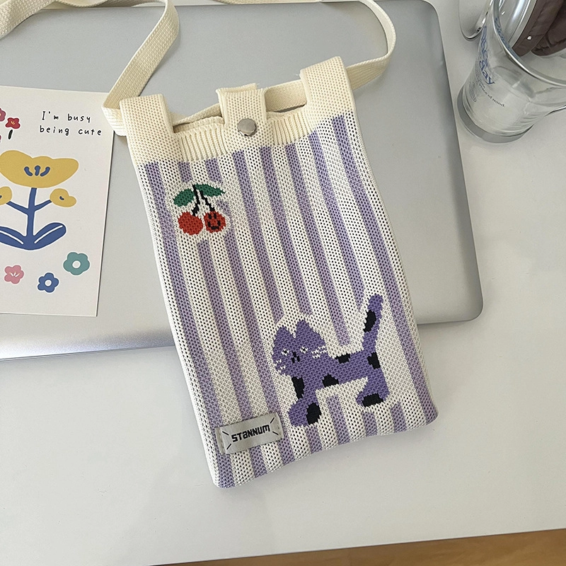 Women’s Polyester Printing Animal Color Block Cute Square Buckle Shoulder Bag Phone Wallets