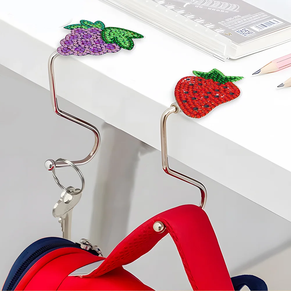 3Pcs Fruit Rhinestone Painting Keychain Hanger DIY Diamond Painting Art Hooks