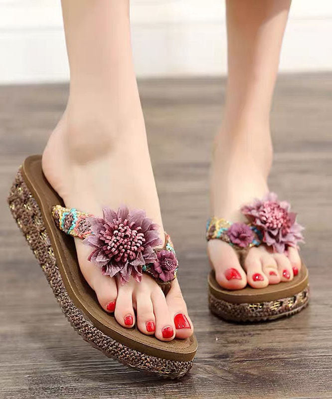 VCSHOES Coffee Floral Holiday Thong Sandals