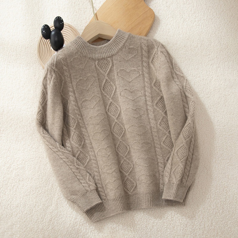 Love and Diamond Pattern Kids Cashmere Sweater REAL SILK LIFE
