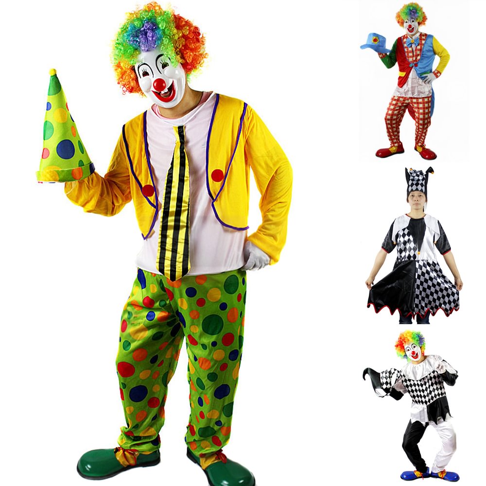 Halloween Audlt Circus Clown Juggler Cosplay Costume Party Wear-Pajamasbuy