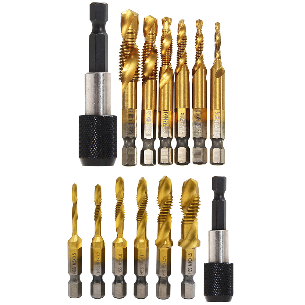 

6pcs HSS Composite Tap Drill Bit Set with 1/4 inch Hex Shank Extension Rod, 501 Original