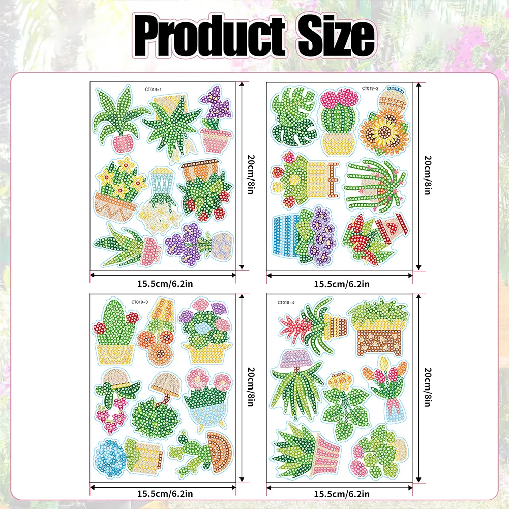 30Pcs DIY Plant Diamond Painting Fridge Magnet Fridge Stickers for Home Decor