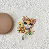 6pcs/set DIY Special-shaped Diamond Painting Wall-mounted Key Hook Kit (Flower Cat)