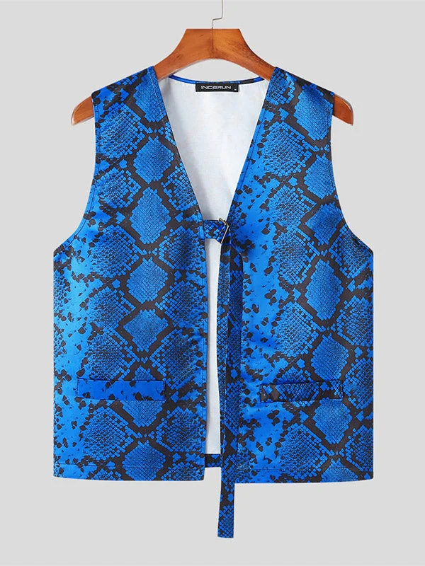 Aonga - Mens Snake Print Sleeveless Vest Waistcoat J aonga