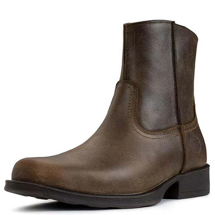 SUREWAY 7" Men's Western Cowboy Boots for Men Square Toe, Slip On Chelsea Work Boots for Men with Zipper Surewaystore