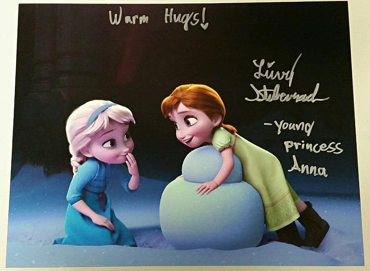 Livvy Stubenrauch Signed Disney's FROZEN 11x14 Photo Poster painting Young Anna WARM HUGS Auto