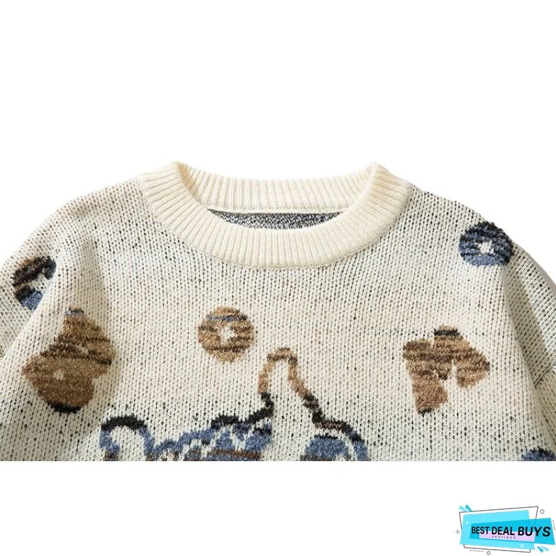 Color-block Dragon Pattern Jacquard Pullover