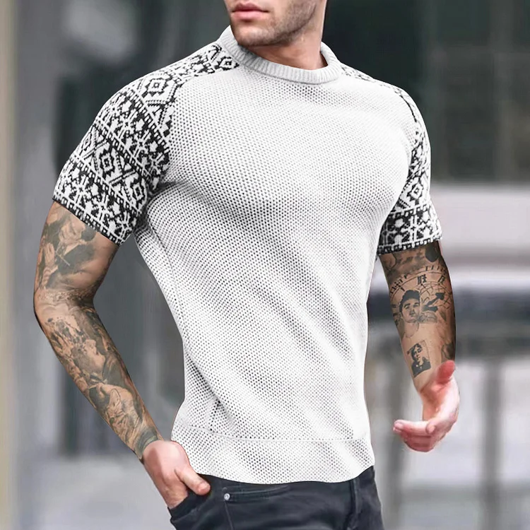 BrosWear Men's Contrast Casual Short Sleeve T-Shirt