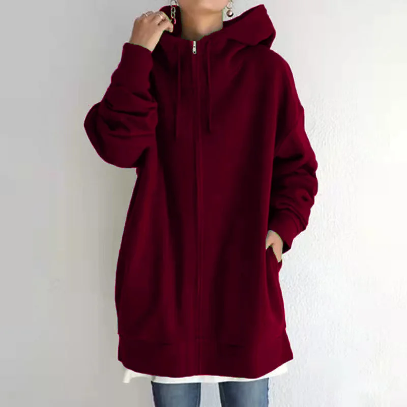 Uveng Street Polyester Fiber Zipper Hooded Long Lining Hoodies