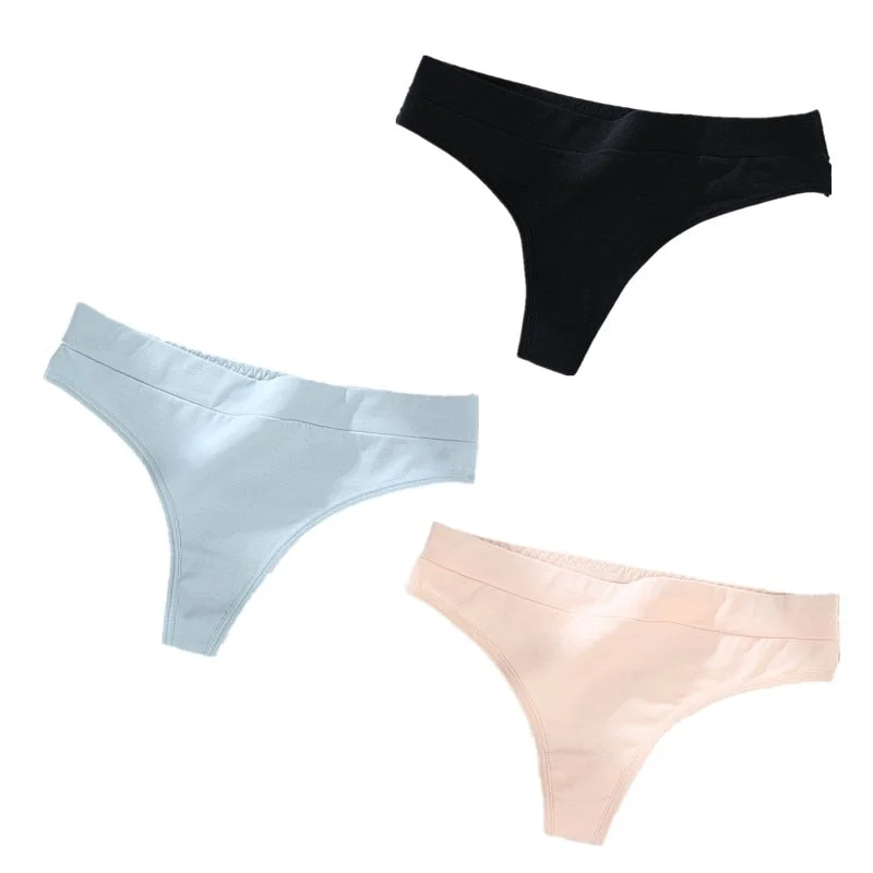 3Pcs/Lot Women's Cotton Thong Panties String Underwear Women Briefs Sexy Lingerie Pants Intimate Ladies Low-Rise G-String