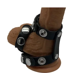 pornhint Pornhint Triple Leather Cock And Ball Harness