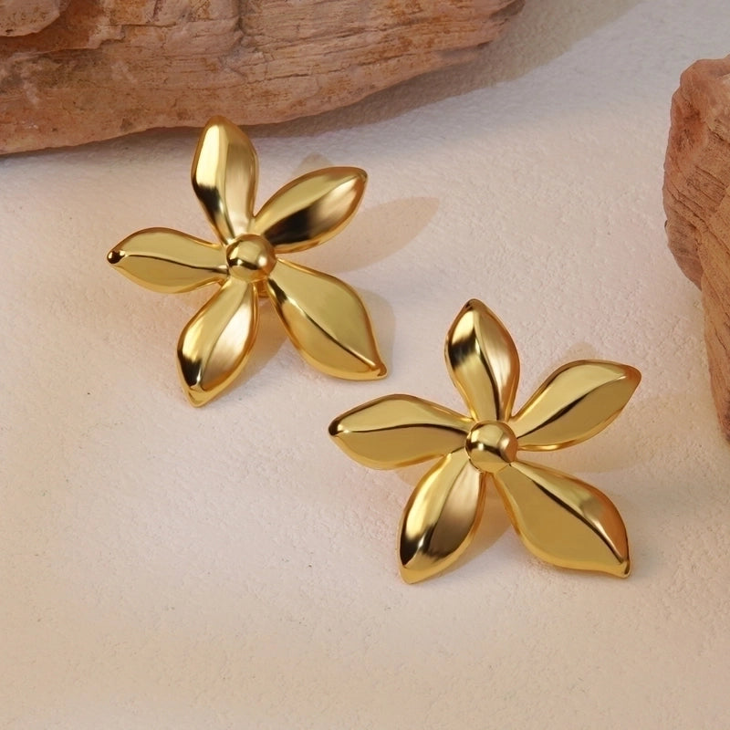 1 Pair Exaggerated Pastoral Streetwear Flower 304 Stainless Steel Imitation Gold  Ear Studs
