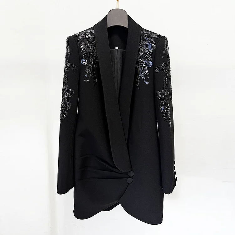 Sophisticated Sequin Mini Suit Dress for Timeless Elegance