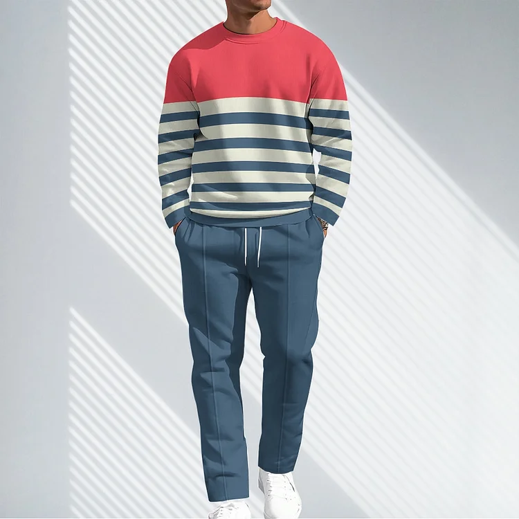 Men Causal Printed Hoodied and Pants Suit