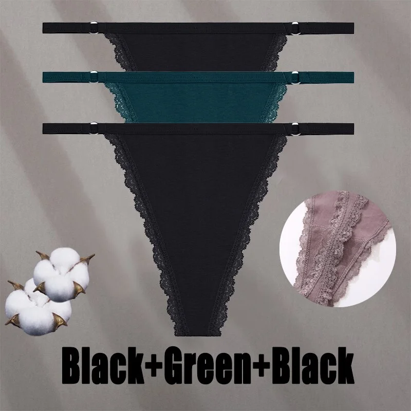 Billionm Sexy Lace Panties for Women Cotton Underwear Thong With Hollow Out Hook G-String Female Breathable Intimates Lingerie