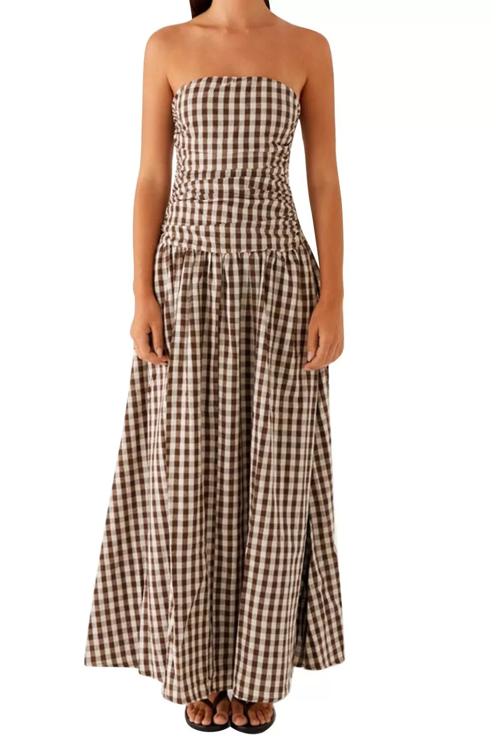 Strapless Ruched Maxi Dress mysite idetrend