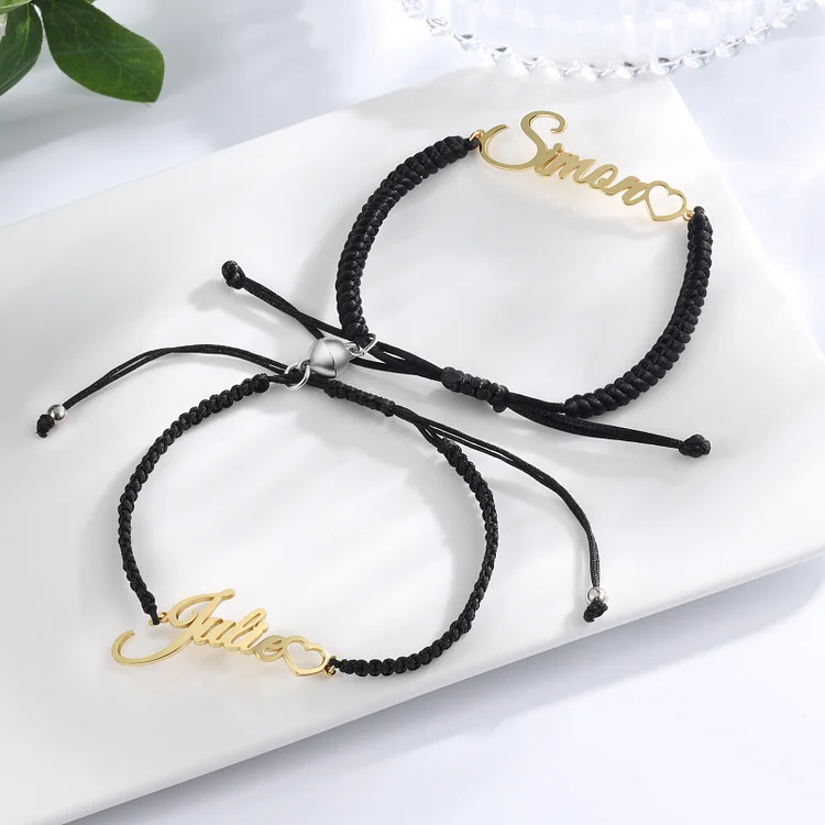 Personalized Couple Magnetic Bracelet Set Love Matching Name Bracelet