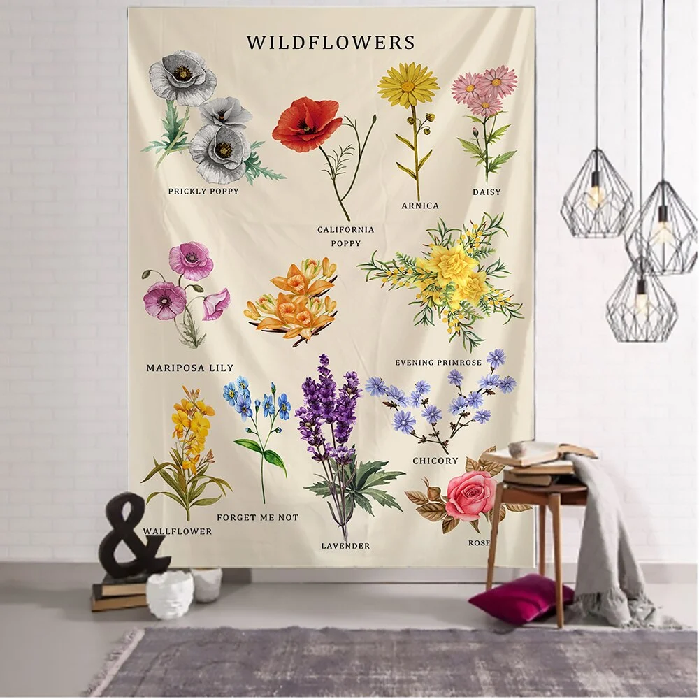 FlowerTapestryTapestryWallHangingDecorHomeRoomWitchcraftHippieMandalaAstrologyWallpaperBedroomDORMTarotSunMoonCustomTarot Sun