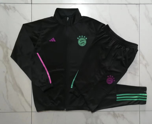 23/24 Bayern Munich Long Zipped Jacket Black Set Thai Quality Set 