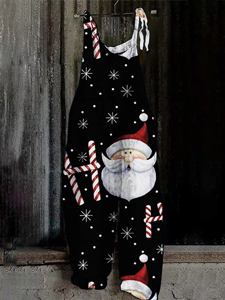 cute cartoon santa print jumpsuit-mysite