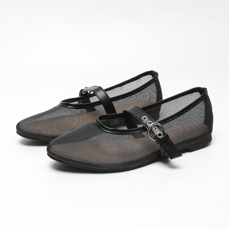 Women's Fashionable Sexy Mesh Buckle Flat Shoes | ARKGET