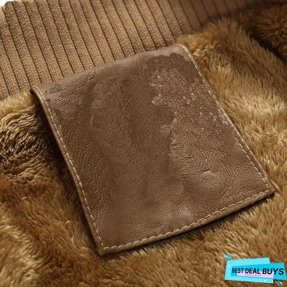 Winter Leather Jacket Mens Casual Warm Mens Long Leather Trench Coat Washed Pu Leather Motorcycle Jacket Plus Size