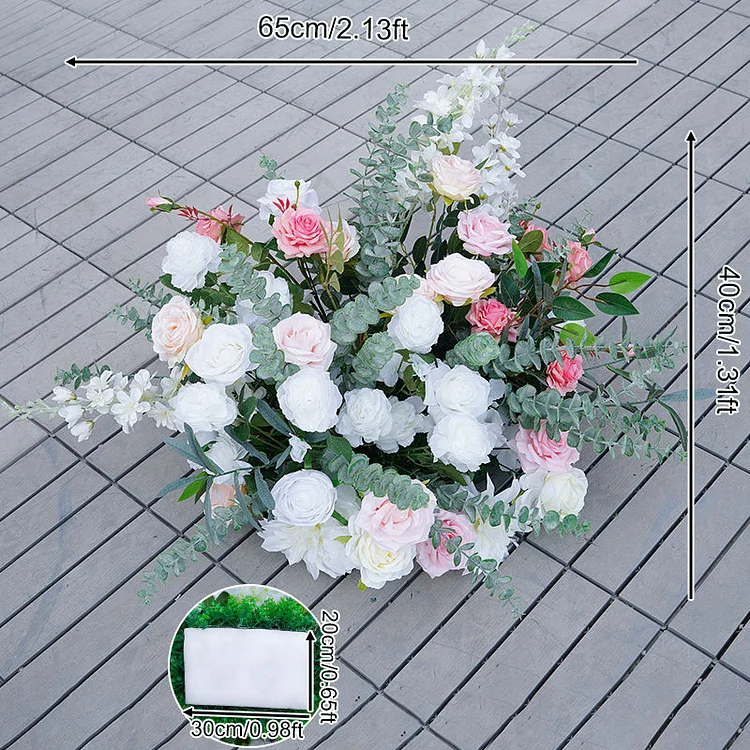 Angela Flower White Pink Greenery Floral Arrangement Decor Wedding Backdrop Frame A8681