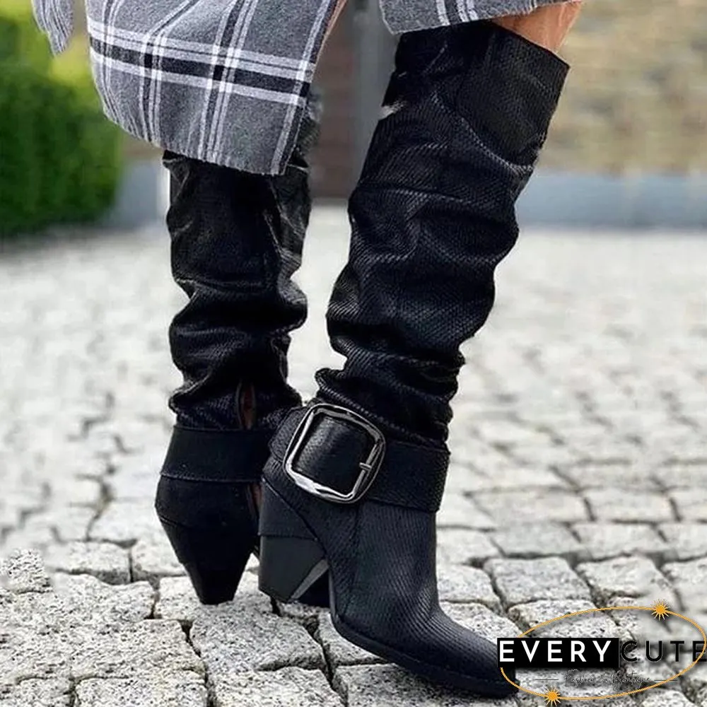 Women Vintage Lace Up Bandage Knee High Boots