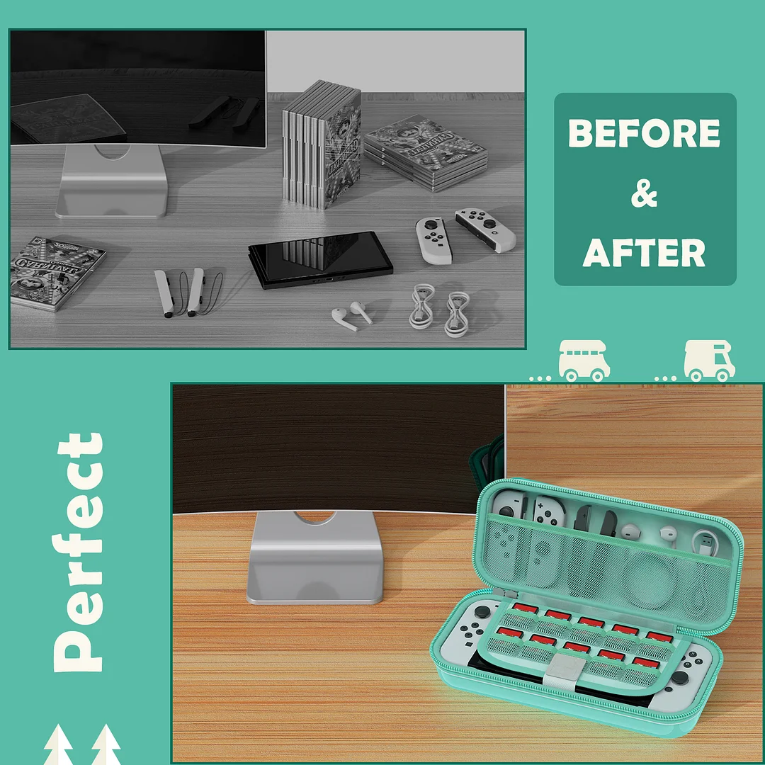 DinoFire For Switch OLED Accssories Case For Nintendo Switch OLED Console Carrying Bag Protective Hard Carry Storage Bag-Light Blue