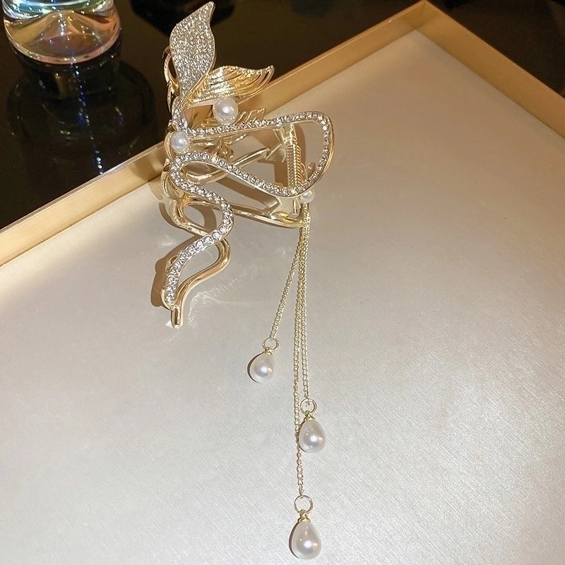 Elegant Minimalist Butterfly Alloy Plating Inlay Pearl Zircon Hair Claws