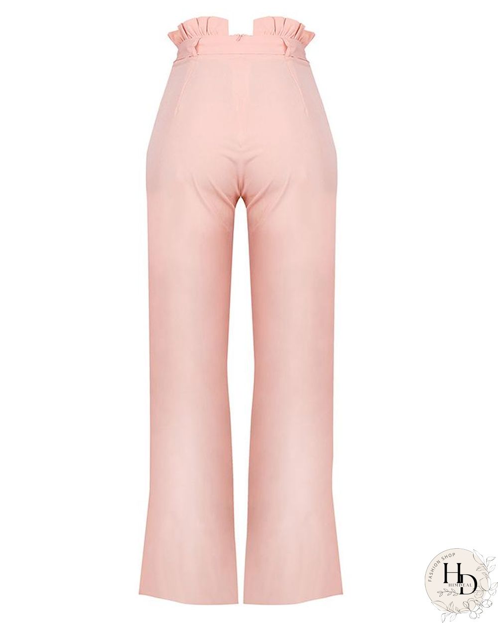 Frills Belted High Waisted Wide Leg Pants