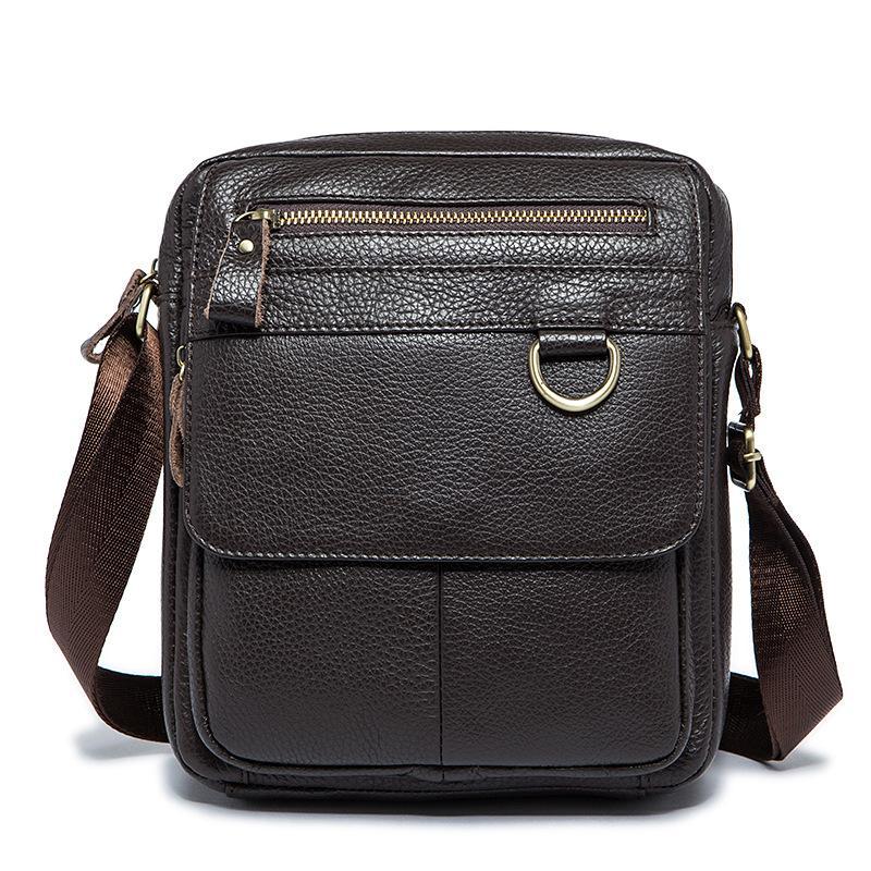 Men's Casual Vintage Style Leather Solid Color Crossbody Bag Shoulder Bag