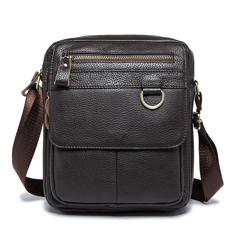 Men's Casual Vintage Style Leather Solid Color Crossbody Bag Shoulder Bag