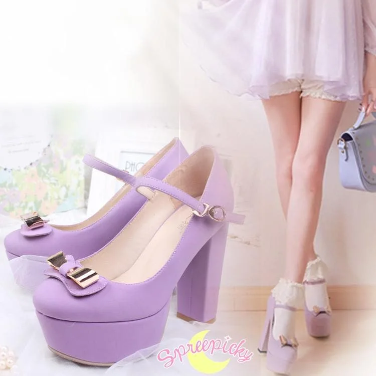 J-Fashion Light Purple High Heel Platform Shoes SP151630