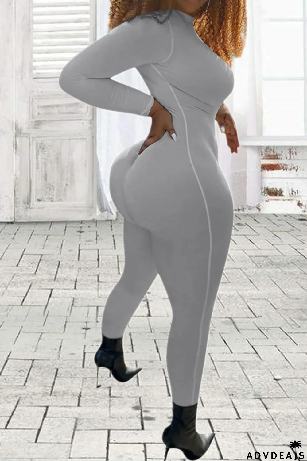 Yellow Fashion Solid Polyester Long Sleeve Jumpsuits