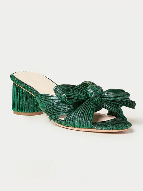 Hollow Peep Toe Pleated Shiny Slippers Pumps Sandals