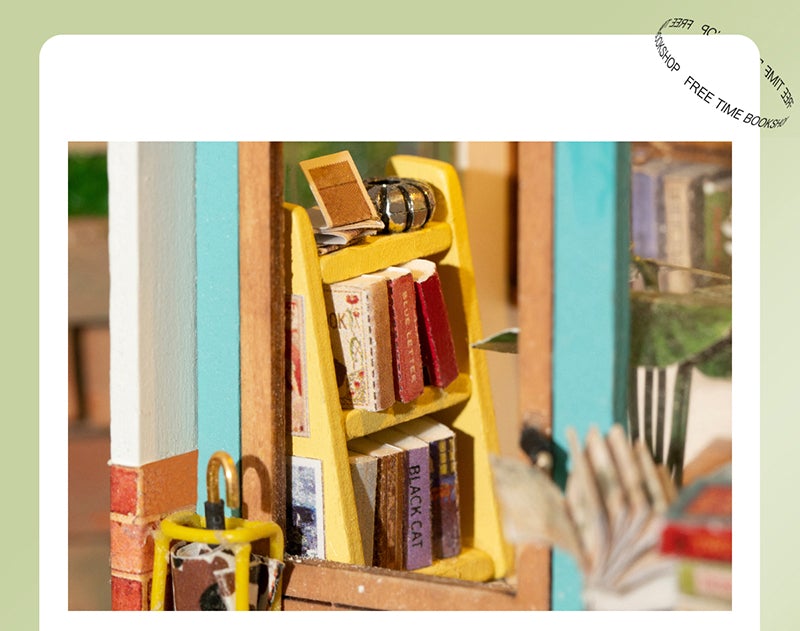 Rolife Free Time Bookshop DIY Miniature Dollhouse DS008
