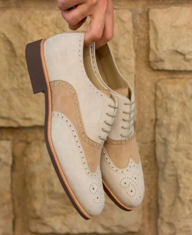 Business Front Lace-Up Colorblock Hollowed PU Leather Shoe 