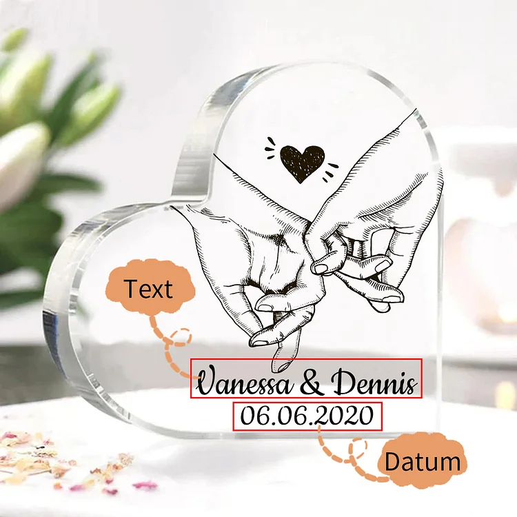 Kettenmachen Personalisierte Text & Datum Acryl-Deko Pinky-Versprechen Schreibtischdekoration für Paar