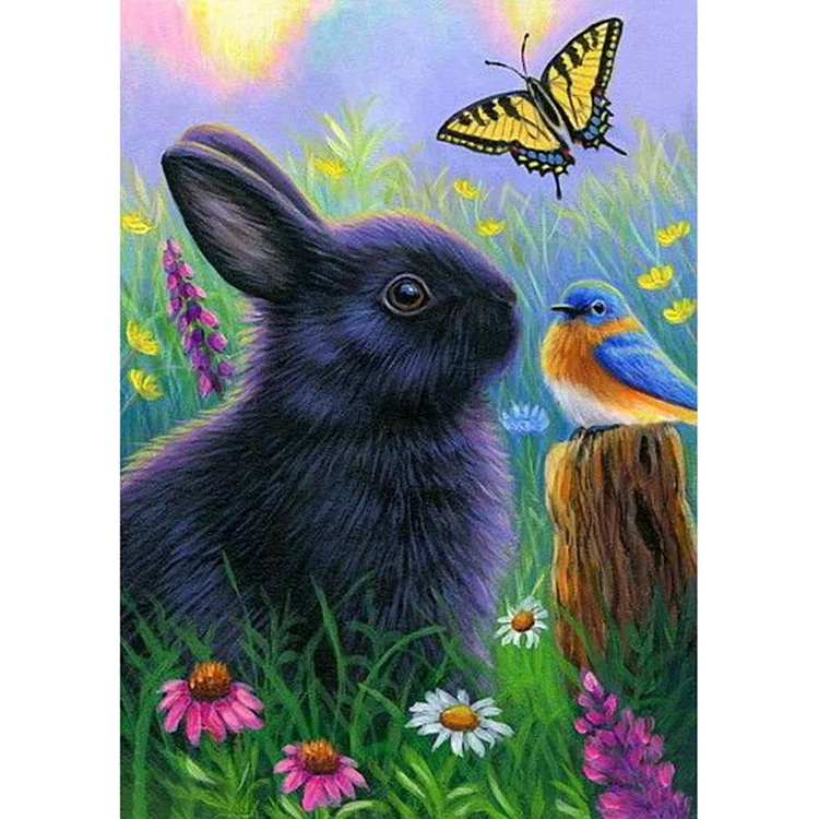 Rabbit Round Full Drill Diamond Painting 40X30CM(Canvas) gbfke
