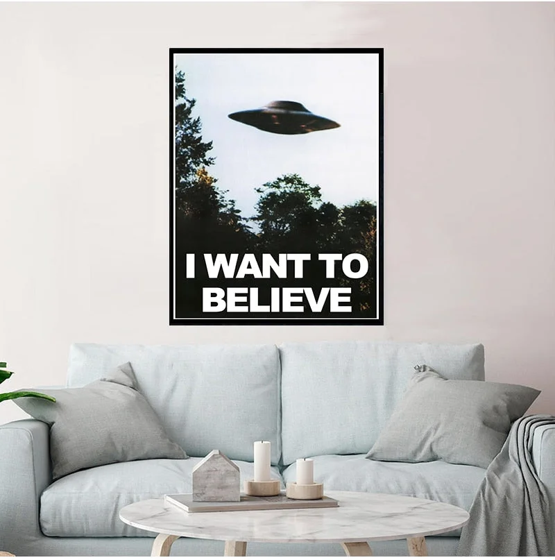 I WANT TO BELIEVE - The X Files Art Silk Or Canvas  UFO TV Series  Print Canvas Painting Decorative Picture Home Decor