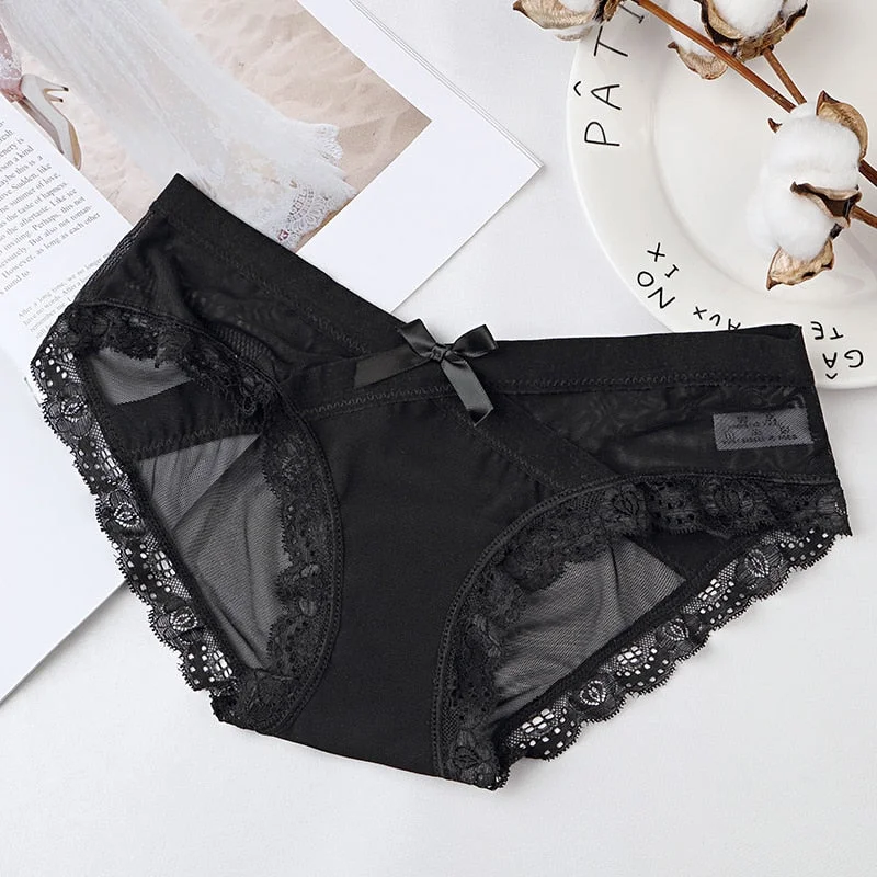 Women Lace Panties Seamless Panty Breathable Briefs For Female Cotton Crotch Low Waist Transparent Underwear Intimates Lingerie