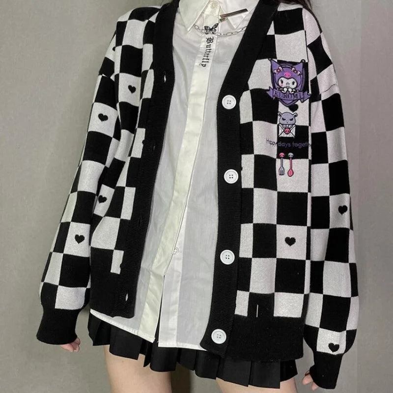 Brownm Buttoned Black Cardigan
